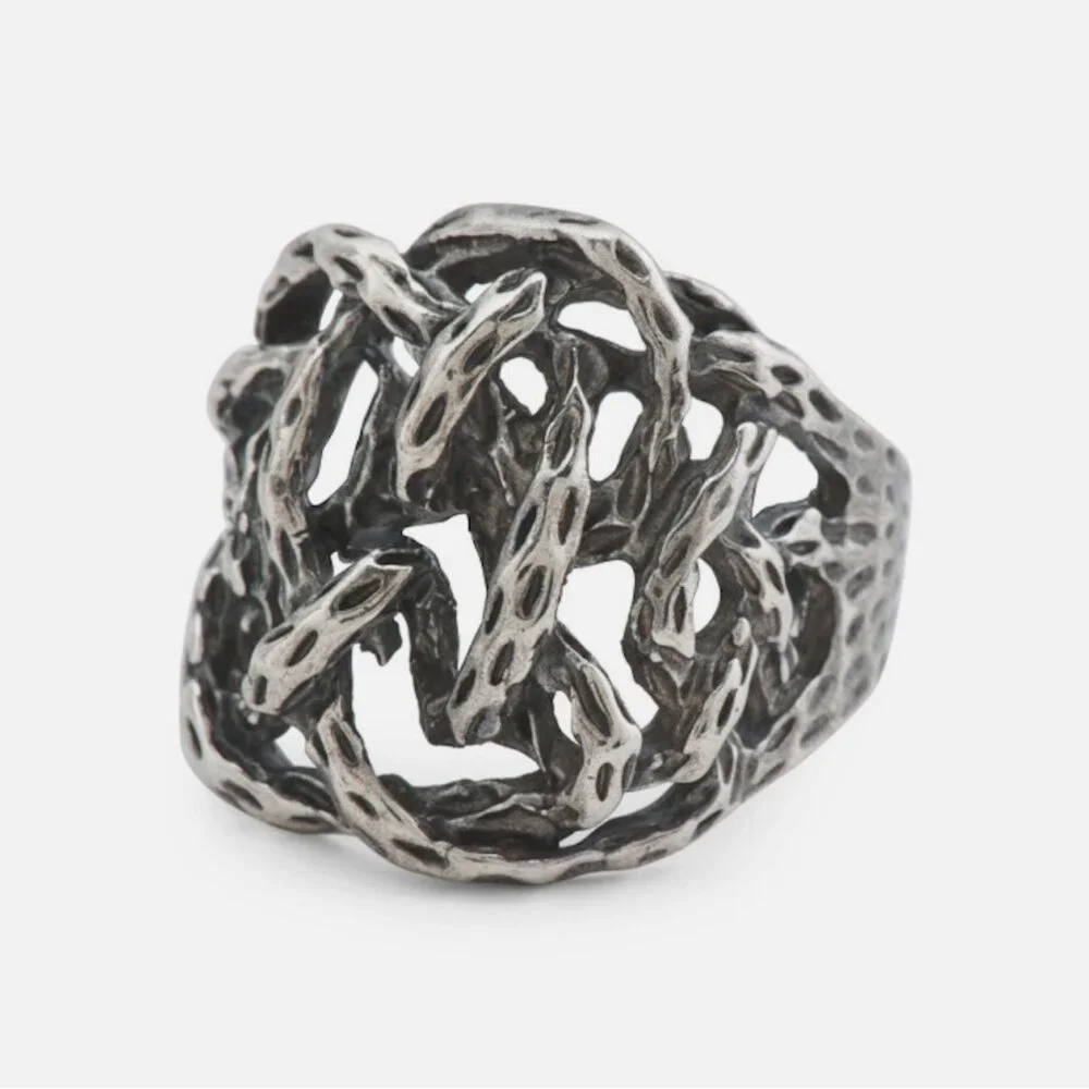 Matteo Twisted Band Oxidized Sterling Silver Ring
